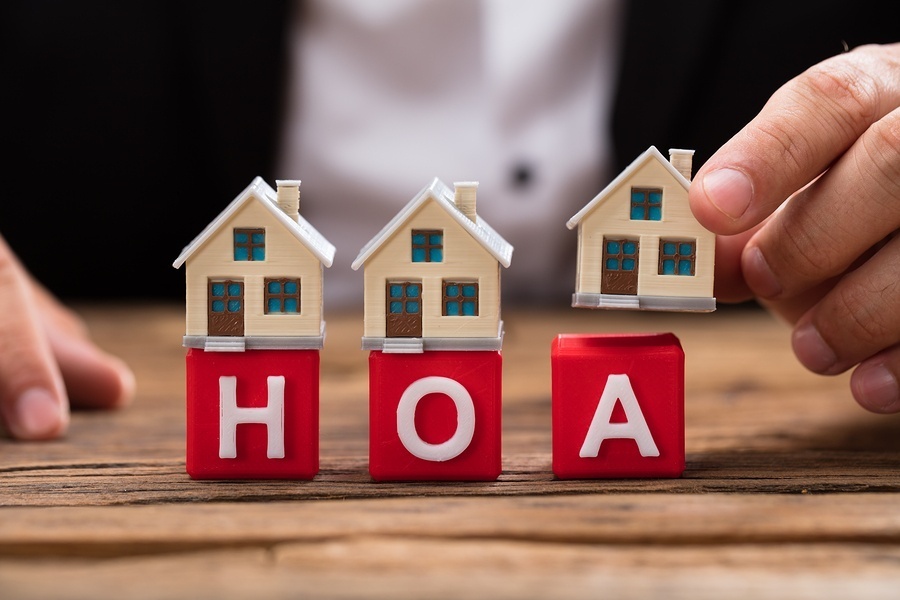 Businessperson Placing House Model Over Hoa Blocks Homeowners Associations